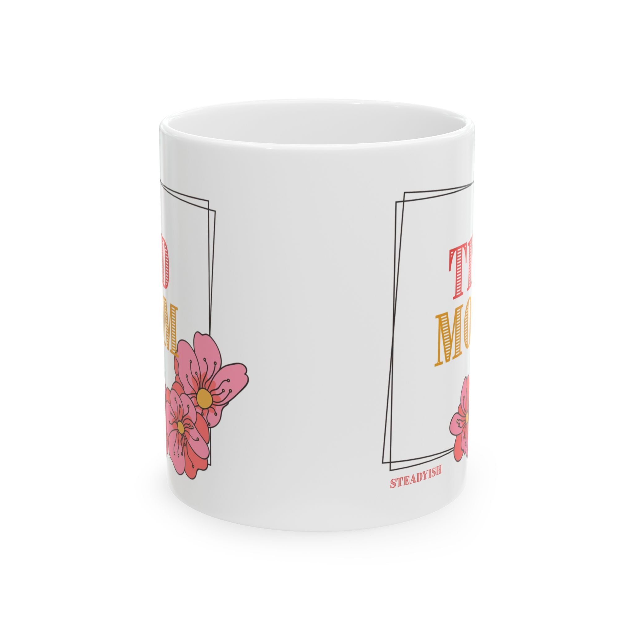"T1D Mom" | Type 1 Diabetes Mom Mug | Floral Pink Diabetes Mug (11oz & 15oz)