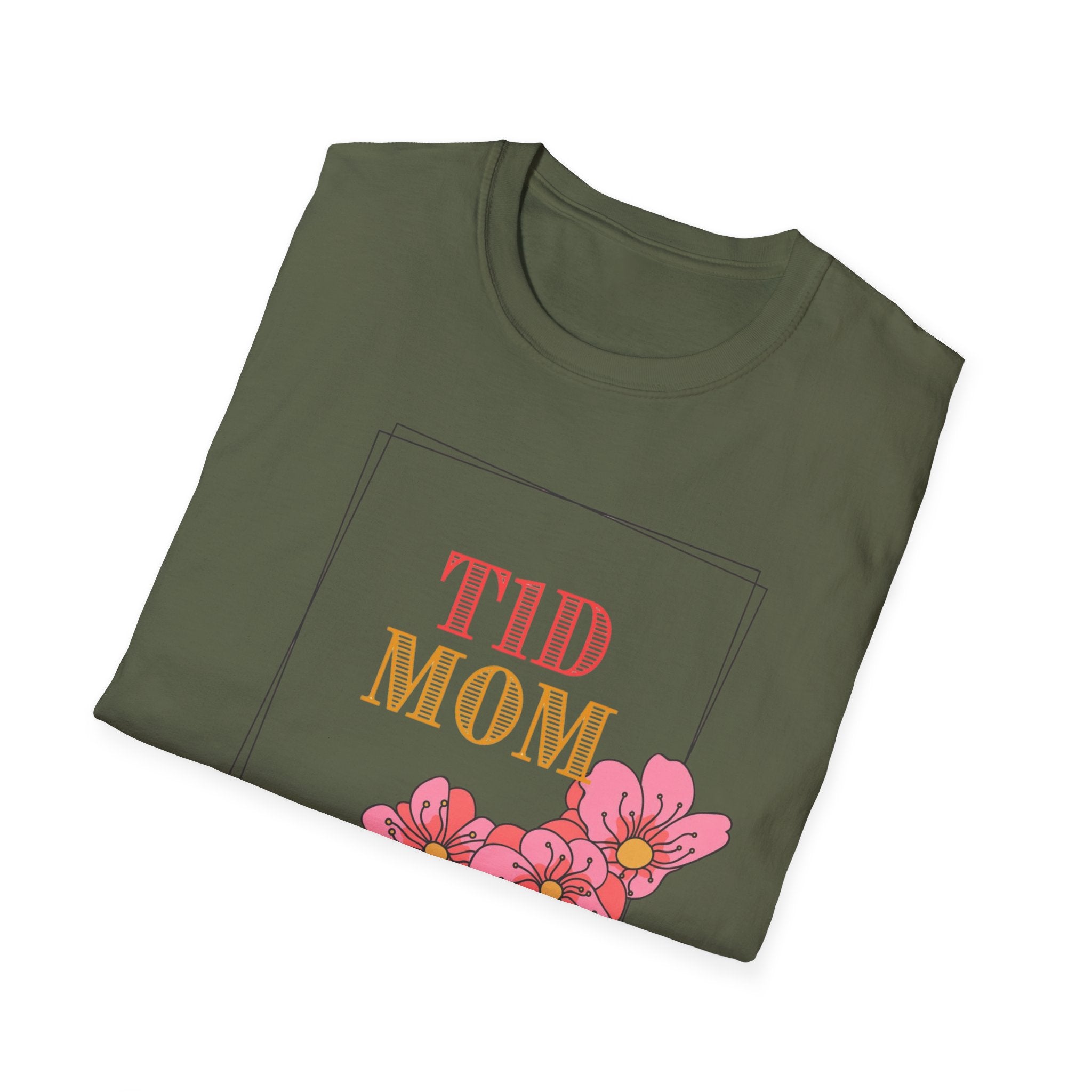 "TID Mom" | Type 1 Diabetes Mom Shirt | Floral T-Shirt — Retro Script & Pink Blossom Tee