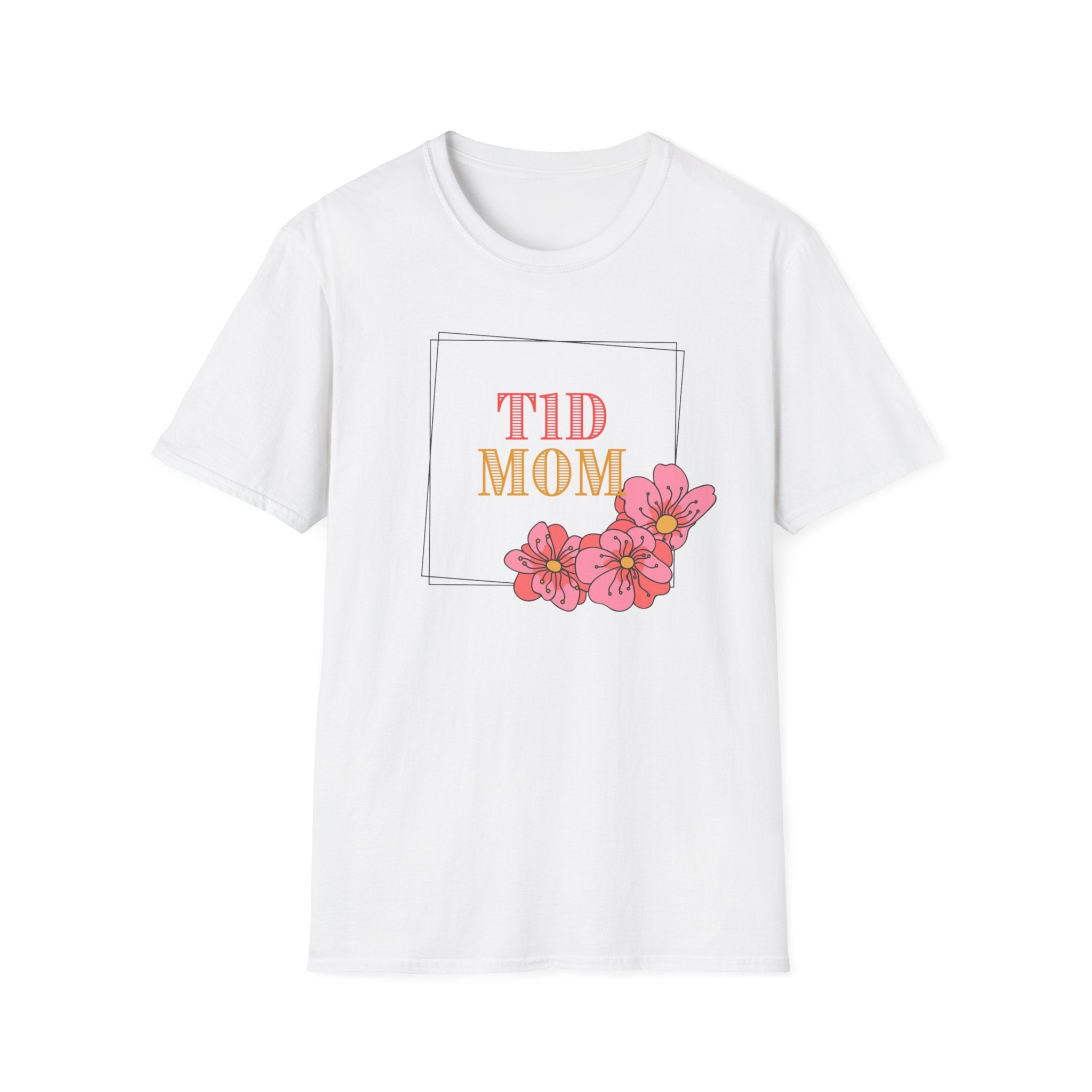 "TID Mom" | Type 1 Diabetes Mom Shirt | Floral T-Shirt — Retro Script & Pink Blossom Tee