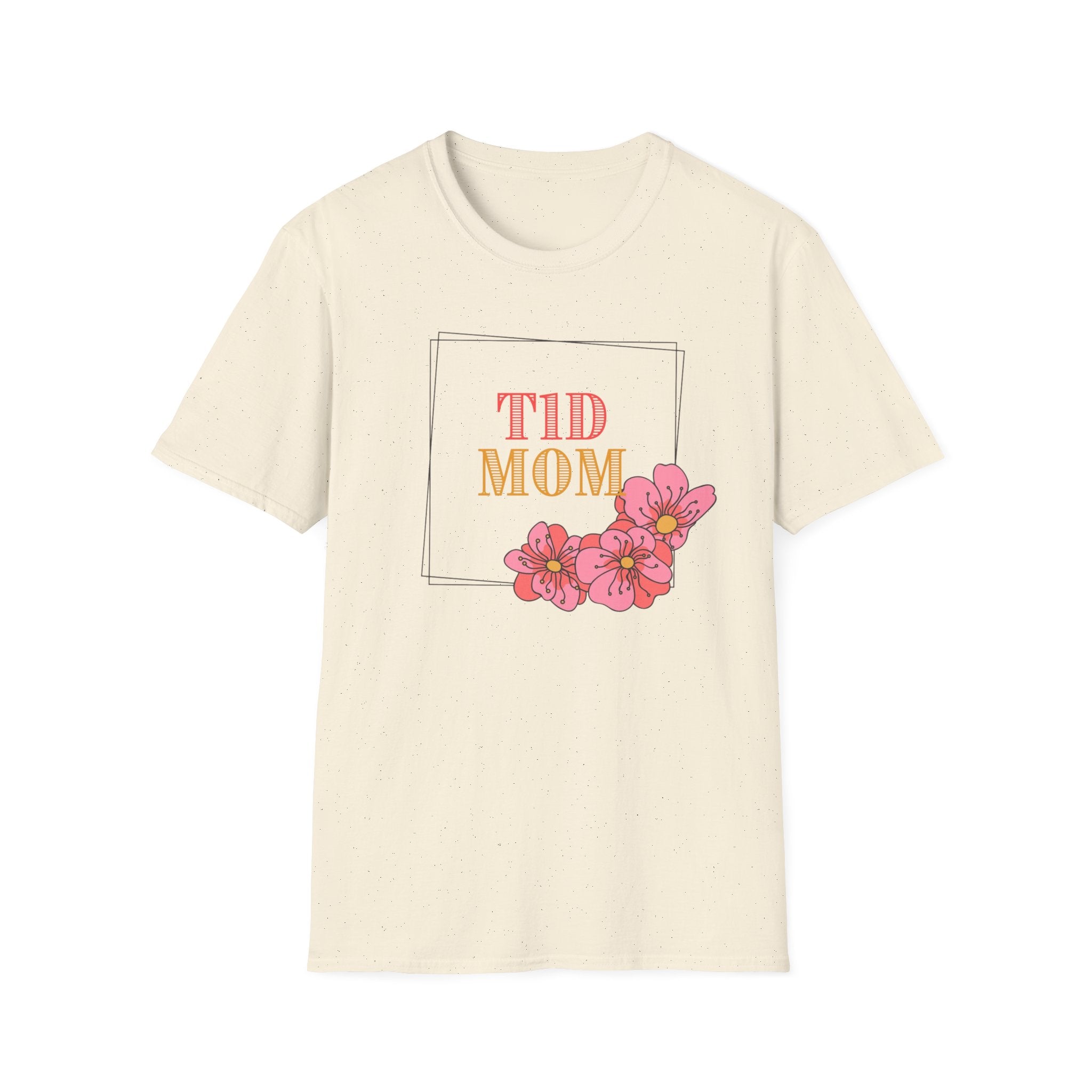 "TID Mom" | Type 1 Diabetes Mom Shirt | Floral T-Shirt — Retro Script & Pink Blossom Tee