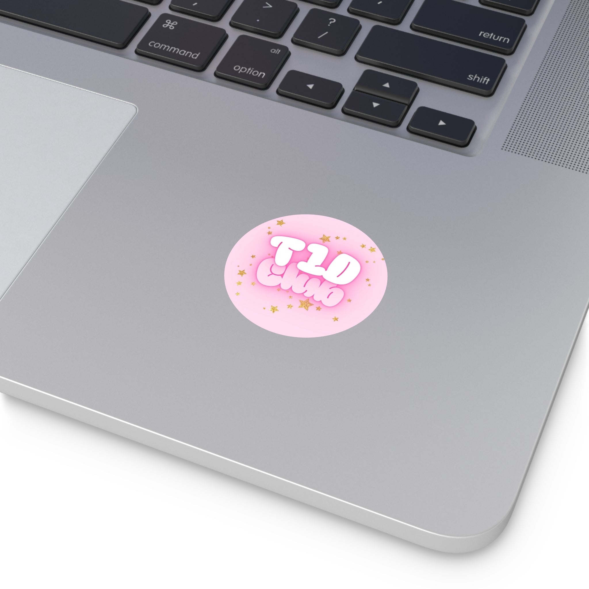 T1D Club | Round Vinyl Sticker | Pink Pastel Glitter | Diabetes Humor