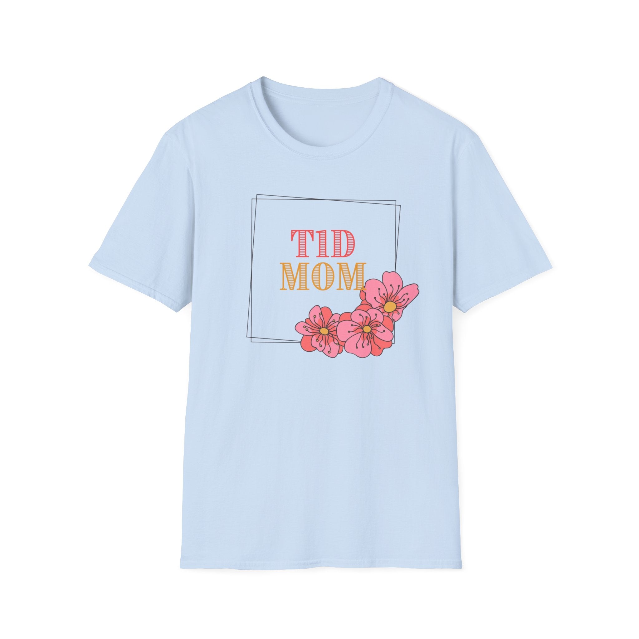 "TID Mom" | Type 1 Diabetes Mom Shirt | Floral T-Shirt — Retro Script & Pink Blossom Tee